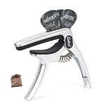 Galux GC501A Clip per chitarra acustica, clip in metallo per ukulele folk con custodia, colore: argento