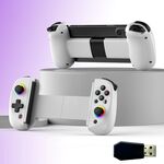 D8 Cellulare Stretch Band Light Gamepad Dual Hall Wireless Bluetooth Somatic Vibration Grip per PC / Android / IOS / Tablet / PS3 / PS4 / Switch, Colore: bianco + ricevitore