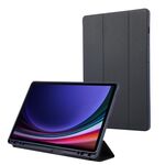 Per Samsung Galaxy Tab S9+ Custodia tablet in pelle TPU 3 pieghe in puro colore con slot per penna (blu scuro)