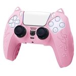 Custodia protettiva in silicone per gamepad a forma di orecchio di gatto per Sony PS5 (rosa)