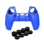 Per PS5 Gamepad Custodia protettiva in silicone Custodia morbida in silicone antiscivolo, Colore: blu + 8 cappelli