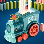 Domino per bambini Trenino elettrico Musica leggera Trenino automatico Gettoni giocattolo(Blu)