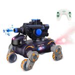 Robot acrobatico a otto ruote con sensore di gesti intelligente RC per bambini, auto giocattolo con luci e musica, stile: carro armato arancione RC singolo