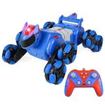 2.4G Bambini Telecomando Giocattolo Auto Stunt Robot Cane Gesto Sensore Luci Musica Spray Arrampicata Auto, Colore: Blu Singolo RC