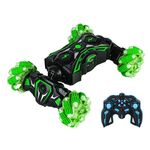 2.4G Spray RC Auto Sensore di gesti Musica Luci Twist Stunt Drift Auto Doppio Lato Guida Buggy Giocattolo, Colore: Maniglia RC Verde