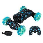 2.4G Spray RC Auto Sensore di gesti Musica Luci Twist Stunt Drift Auto Doppio Lato Guida Buggy Giocattolo, Colore: Maniglia + Orologio RC Blu