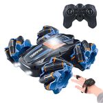 2.4G Stunt RC Car Drift Car Double-sided Racing Tumble Buggy Giocattolo, Stile: Dual RC Blu
