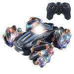 2.4G Stunt RC Car Drift Car Double-sided Racing Tumble Buggy Giocattolo, Stile: Singola Ruota RC Blu Luce