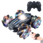 2.4G Stunt RC Car Drift Car Double-sided Racing Tumble Buggy Giocattolo, Stile: Doppia Ruota RC Blu Luce