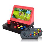AMPOWN RETRO 7 pollici Grande Schermo Console Portatile Rocker Game Player Open Source Retro Arcade, Con Doppia Impugnatura (Nero Rosso)