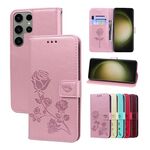 Custodia per telefono in pelle PU con vibrazione in rilievo rosa ultra rosa per Samsung Galaxy S24 (oro rosa)