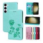 Custodia per cellulare in pelle PU con stampa in rilievo rosa per Samsung Galaxy S24 (verde)