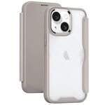 Per iPhone 14 Plus Custodia per telefono in pelle flip con adsorbimento con blocco RFID (cachi)
