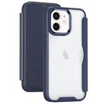 Per iPhone 11 Custodia per telefono in pelle flip con adsorbimento con blocco RFID (blu scuro)