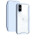 Per iPhone XS Max Custodia per telefono in pelle con vibrazione ad adsorbimento con blocco RFID (azzurro)