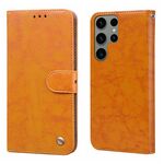 Per Samsung Galaxy S24 Custodia per cellulare in pelle antiurto con texture ultra cerata a olio (gialla)