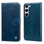 Custodia per telefono in pelle flip antiurto con texture a cera d'olio per Samsung Galaxy S24+ (blu)