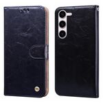Per Samsung Galaxy S24 Custodia per cellulare in pelle antiurto con texture a cera d'olio (nera)
