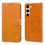 Per Samsung Galaxy S24 Custodia per cellulare in pelle antiurto con texture a cera d'olio (gialla)