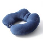 Cuscino portatile per la cura del collo, cuscino multifunzionale da viaggio per aereo, a forma di U, stile: cotone PP blu navy
