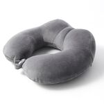 Cuscino portatile per la cura del collo, cuscino multifunzionale da viaggio in aereo, a forma di U, stile: cotone memory grigio scuro
