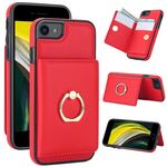 Custodia per telefono con supporto per anello antifurto RFID per iPhone SE 2022/SE 2020/6/7/8 (rosso)