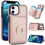 Per iPhone 13 mini Custodia per telefono con porta carte antifurto RFID (oro rosa)