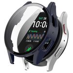 Per Samsung Galaxy Watch 7 44mm PC + custodia protettiva impermeabile integrata con pellicola temperata (blu scuro)