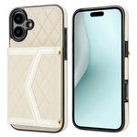Per iPhone 16 Custodia per telefono con trama rombica e cordino lungo (beige)