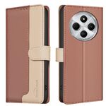 Per Redmi 14C 4G Custodia antifurto RFID in pelle con colori abbinati (marrone)
