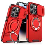 Custodia per telefono con supporto ad anello scorrevole Camshield per iPhone 14 Pro (rosso)