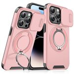 Custodia per telefono con supporto ad anello scorrevole Camshield per iPhone 14 Pro (rosa)