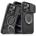 Custodia per telefono con supporto ad anello scorrevole Camshield per iPhone 12 Pro (nero)