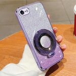 Per iPhone 7/8/SE 2022 Custodia per telefono in TPU con supporto rotondo glitterato sfumato placcato (viola)