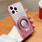 Per iPhone 13 Pro Max Custodia per telefono in TPU con supporto rotondo glitterato sfumato placcato (rosa)