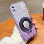 Per iPhone XS Max Custodia per telefono in TPU con supporto rotondo glitterato sfumato placcato (viola)