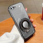 Per iPhone 7 Plus / 8 Plus Custodia per telefono in TPU con supporto rotondo glitterato sfumato placcato (nero)