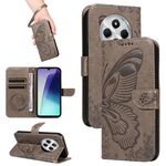 Per Redmi 14C 4G Custodia in pelle goffrata con farfalla a coda di rondine (grigio)