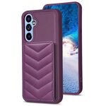 Per Samsung Galaxy A34 BF26 Custodia per telefono con supporto per carta con motivo a onde (viola scuro)