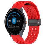 Per cinturino per orologio in silicone con chiusura magnetica pieghevole Garmin Vivoactive3 Music da 20 mm (rosso)