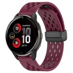 Per cinturino in silicone con chiusura magnetica pieghevole Garmin Venu 2 Plus da 20 mm (vino rosso)