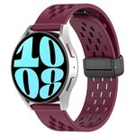 Per Samsung Galaxy Watch 6 44mm 20mm Cinturino in silicone con chiusura magnetica pieghevole (vino rosso)