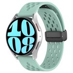 Per Samsung Galaxy Watch 6 44mm 20mm Cinturino in silicone con chiusura magnetica pieghevole (verde acqua)