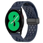 Per Samsung Galaxy Watch 4 44mm 20mm Cinturino in silicone con chiusura magnetica pieghevole (blu notte)