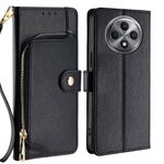 Per OPPO Reno12 F 5G Custodia in pelle con cerniera (nero)