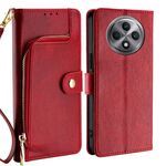 Per OPPO Reno12 F 5G Custodia in pelle con cerniera (rosso)