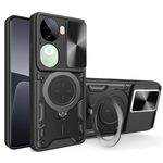 Custodia per telefono con supporto magnetico scorrevole Camshield per vivo iQOO Z9s 5G CD Texture (nero)