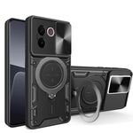 Custodia per telefono con supporto magnetico scorrevole Camshield per vivo V30e 5G Global CD Texture (nero)