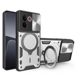 Custodia per telefono con supporto magnetico scorrevole Camshield per vivo V30e 5G Global CD Texture (argento)