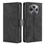 Per OPPO Reno12 F 5G Custodia per telefono in pelle con chiusura magnetica in coccodrillo (nero)